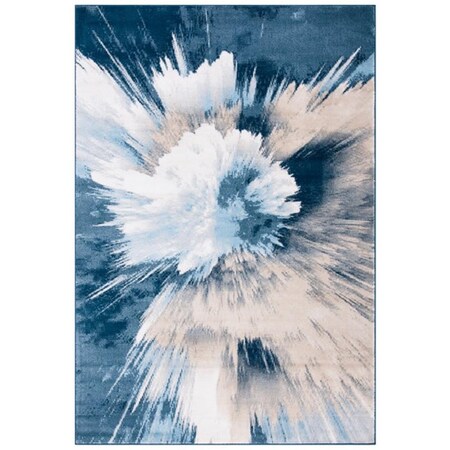 Flowers First 6 ft.-7 in. x 6 ft.-7 in. Lagoon Round Contemporary Rug - Beige & Blue FL1857952